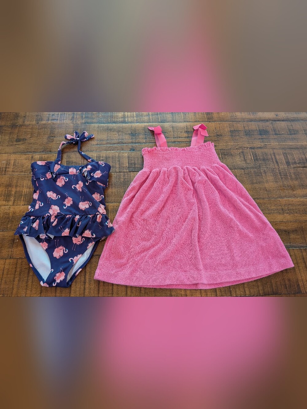 Janie and Jack 2T Navy Flamingo Girls One-Piece Swimsuit & Matching Cover-Up
